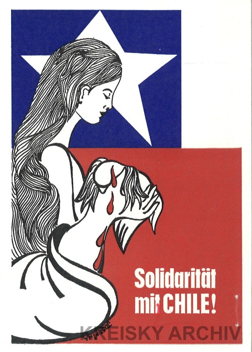 Postkarte der österreichischen Chile-Solidaritätsfront, 1975.