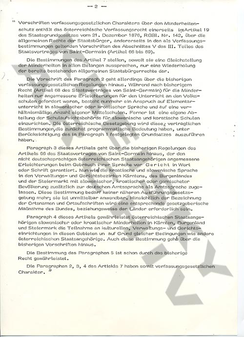 Gemeinsame Presseerklärung von Vertretern der slowenischen und der kroatischen Minderheit in Österreich anlässlich des 25Jahrjubiläums des Staatsvertrages, 1980