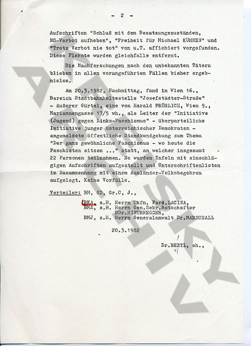 Polizeibericht betreffend Rechtsextreme Aktivitäten in Wien, März 1983