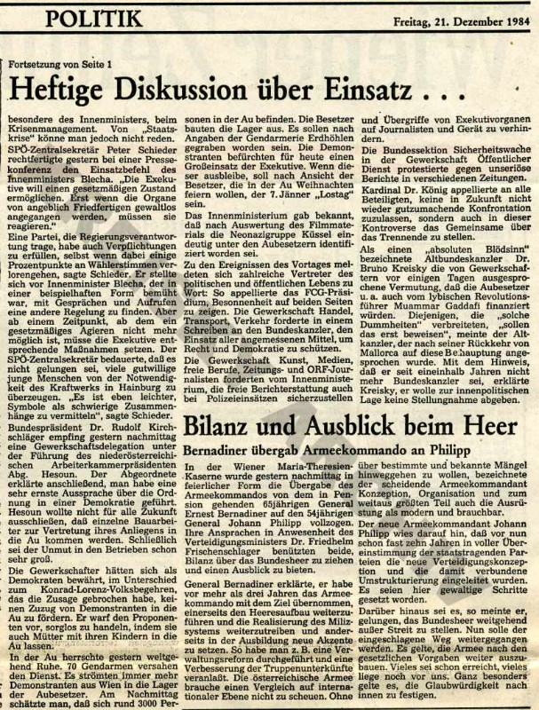 Wiener Zeitung am 21. 12. 1984