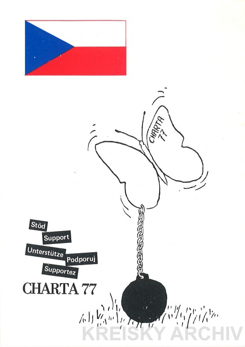 Postkarte der schwedischen Charta 77 Foundation, 1981.