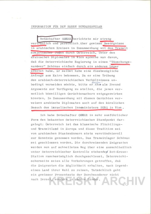 Information von Botschafter Hans Thalberg für Bruno Kreisky vom 4.12.1973.
