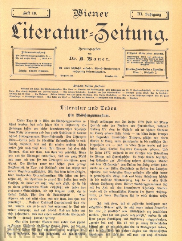 Wiener Literatur-Zeitung 1892